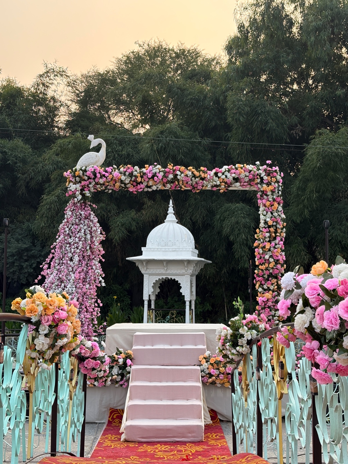 Floral wedding mandap decor