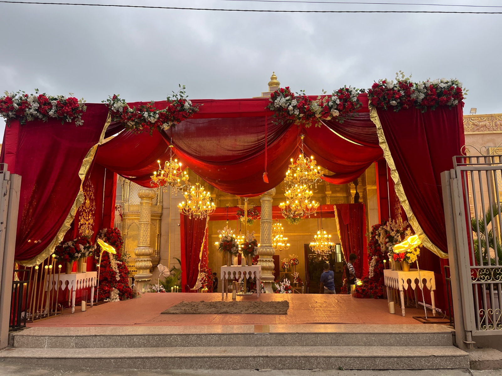 Royal red wedding entrance